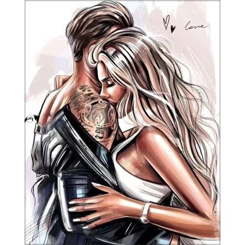 Diy Full Square/Round 5D Diamond Painting Personality Couple Mosaic Pattern Diamond Embroidery Home Background Wall Decoration