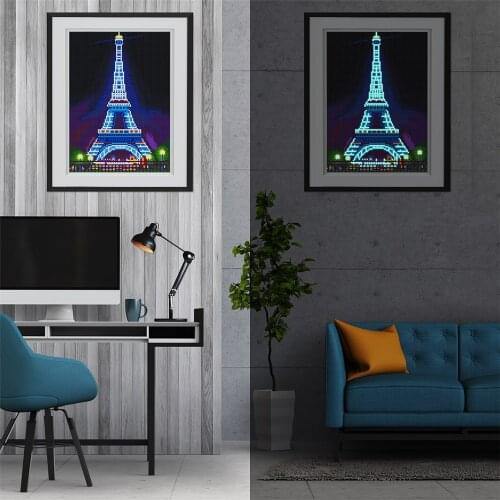 Huacan Diamond Painting Special Shaped Luminous Painting Handmade Gift Diamond Embroidery Eiffel Tower Mosaic Wall Art