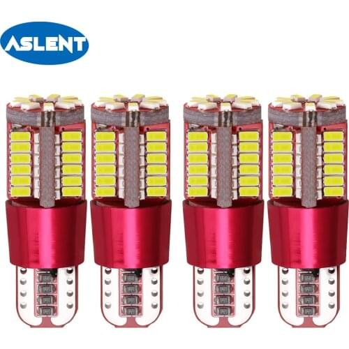 Aslent 4PCS T10 W5W 194 White Canbus Error Free Car Bulb LED Turn Signal Light Interior Reverse License Plate 4014 SMD 57 Chips