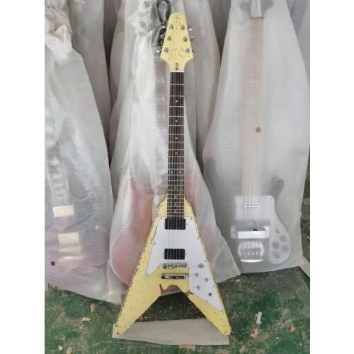 Free transportation, 6-string retro flying V-shaped electric guitar, rose fingerboard