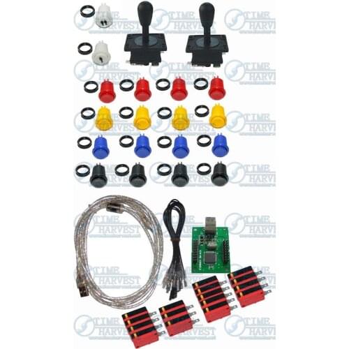 Free Shipping Arcade parts Bundles kit With American Joystick buttons 2 player USB Encoder board to Build Up Arcade Game Machine