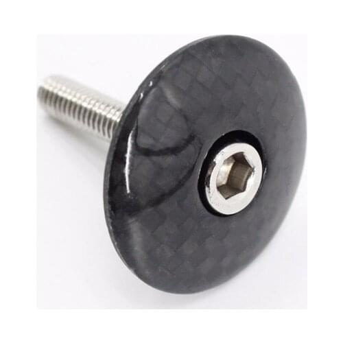 NO LOGO Carbon Fiber Stem Top Cap Road/Mountain Bicycle Stem Headset Cover Bike Parts Black 3k Gloss/matte With Screw