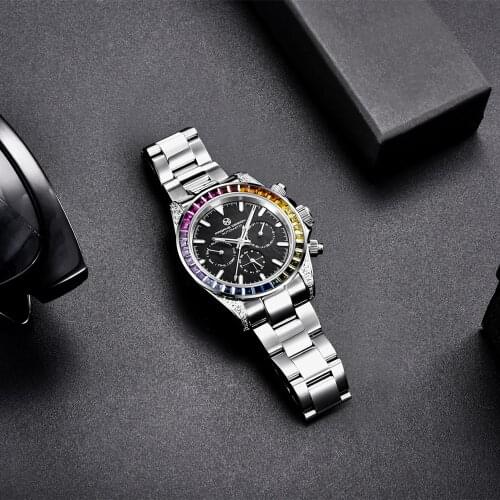 PAGRNE DESIGN Fashion Mens Watch 40MM Luxury Sapphire Glass Mechanical Watch Stainless Steel 100M Automatic Waterproof Watch