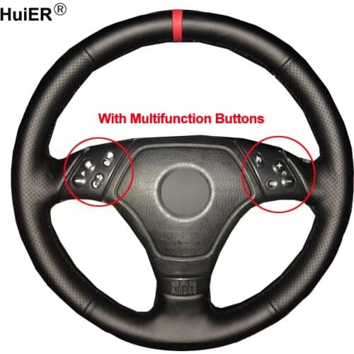 HuiER Hand Sewing Car Steering Wheel Cover Volant Funda Volante For BMW E36 E46 E39 Braid on the Steering wheel Car Accessories