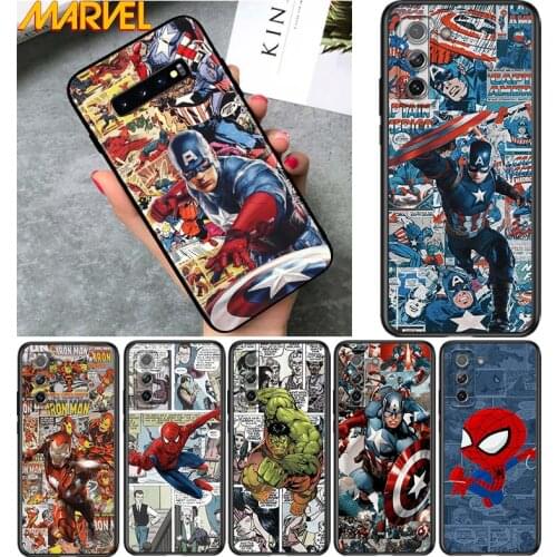 Spiderman captain america for Samsung Galaxy S21 Ultra Plus Note 20 10 9 8 S10 S9 S8 S7 S6 Edge Plus Soft Black Phone Case