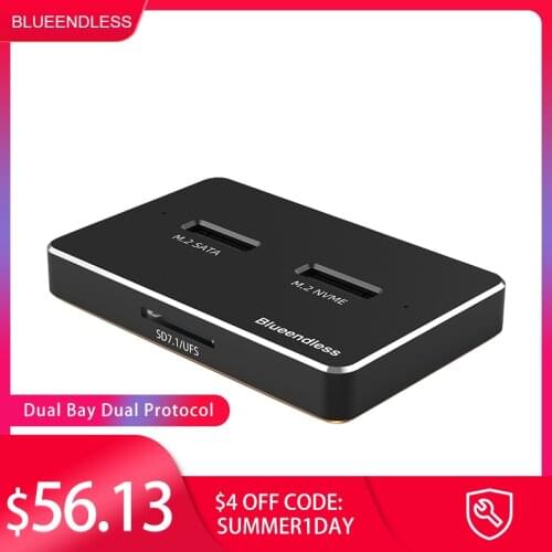 Dual Bay Dual Protocol M2 SSD Drive Case NVME NGFF SSD Hard Drive Enclosure For M Key & B+M Key SSD External Docking Station Hd