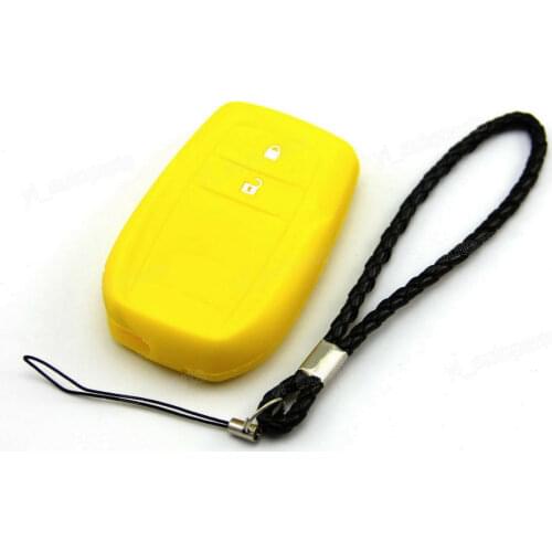 Yellow Silicone Case Cover Fit For Toyota RAV4 Fit Fortuner Smart Key 2 Buttons RAV42YE