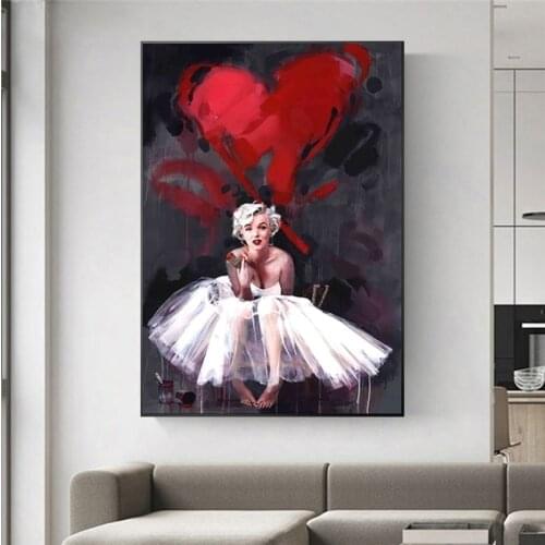 Girls Room Decor Marilyn Monroe Abstract Oil Paintings on Canvas Wall Postesr and Print for Living Room Decor No Frame
