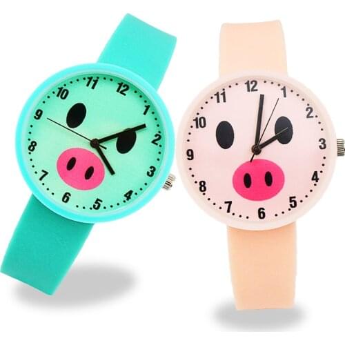 Cartoon Pig Face Dial Kids Watches Girls Children Watch Baby Watches Fashion Cute Rubber Child Quartz Watch Kid Birthday Gifts