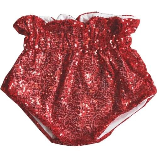 Boutique Kids Summer Item Boy And Girls Sequins Shorts With Ruffle Elastic Band High Quality Children Solid Color Shorts