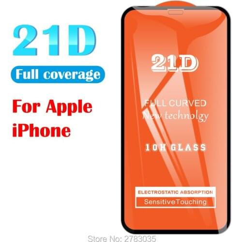 For Apple iPhone 11 Pro Xs Max Xr X 7 8 6 6s Plus 21D 9D Full Glue Cover Toughened Tempered Glass Film Screen Protector Guard