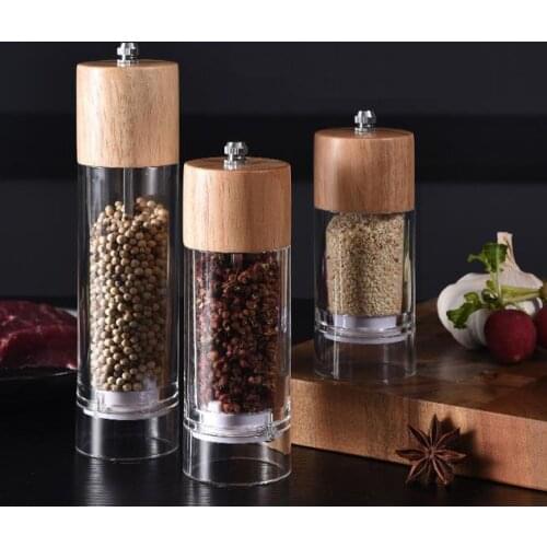 Oak Wood Salt And Pepper Mill Multi-purpose Manual Pepper Grinder Cruet Kitchen Tool With Ceramic Grinder