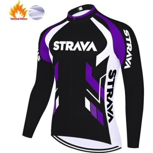 STRAVA Long Sleeve Cycling jersey Winter Thermal Fleece bike Jersey Breathable Outdoor Bike tenue cycliste homme ProTeam 2021