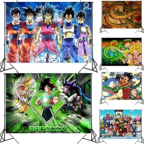 Anime Dragon Ball Z Goku Photography Backdrop Children Birthday Decoration Party Backdrop Curtains Decor Photo Studio Wallpaper