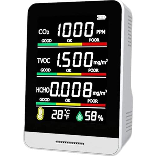 Air Quality Co2 Meter Digital Temperature Humidity Sensor Tester Air Quality Monitor Carbon Dioxide Tvoc Hcho Detector#dg4