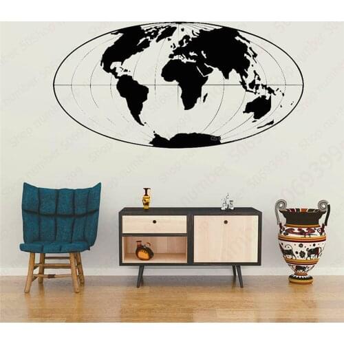 World Map Earth Shape Wall Stickers Home Decor Living Room Bedroom Vinyl Art Decal Detachable Mural Wallpaper LW622
