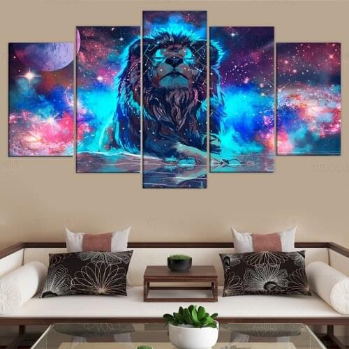 5 piece canvas art Abstract leo Nebula Lion Constellation Painting room decor poster print picture zodiac painting wall framed