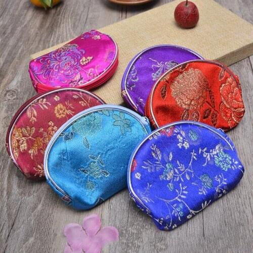 300pcs Classic Retro Imitation Silk Women Wallet Mini Luxury Ladies Purse Exquisite Wedding Clutch Bag For Decor Gift Bag