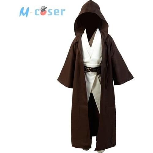 Obi-Wan Cosplay Costume Jedi Robe Obi Wan Kenobi Tunic Cloak Halloween Carnival Costume Child Kids Full Set