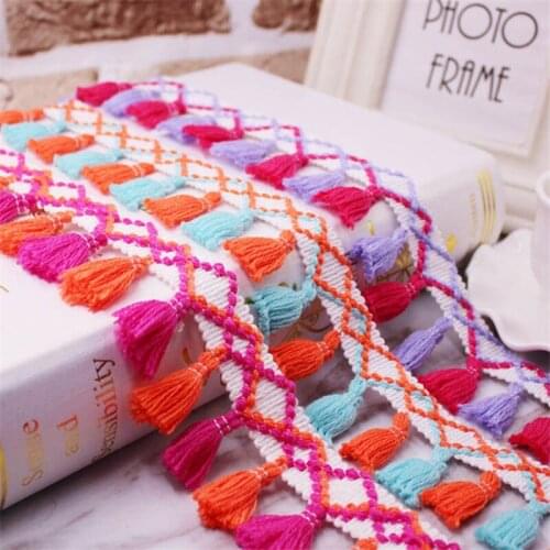 Lace Ribbon Sewing Pom Pom Trim Tassel Pompoms Trim 4.5cm Width Ball Fringe Embroidery Garment Fabric Handmade Accessory 1Yard