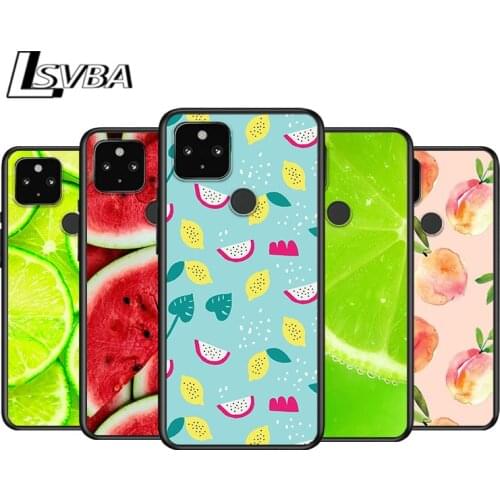 Summer fruit for Google Pixel 5 Pixel 4a 5G Pixel 4a Pixel 4 Pixel 4 XL Silicone Soft Black Phone Case Cover