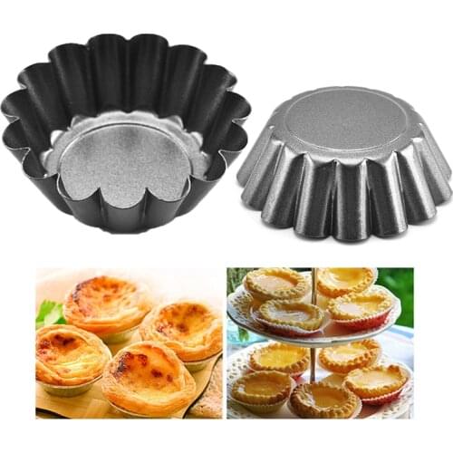 Reusable Non-stick Egg Tart Mold Carbon Steel Flower Shape Mini Cake Pastry Mould Cup Cookie Baking Mold Kitchen Baking Tool