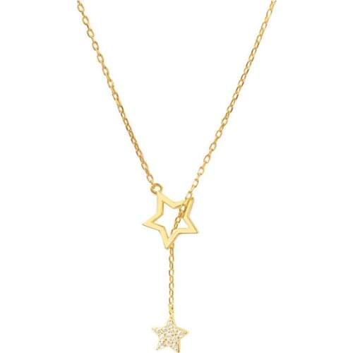 Fashionable Simple Five-pointed Star Pendant Necklace Fashion Hypoallergenic Lady Tassel Clavicle Chain Jewelry Accessories