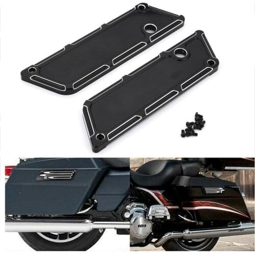 Motorcycle Black Billet Aluminum Saddlebag Latch Covers Decoration for Harley Touring 1993-2013