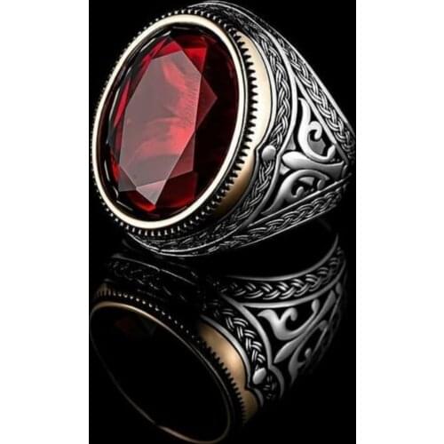 Men^s ring 925 sterling silver jewelry red zircon all size