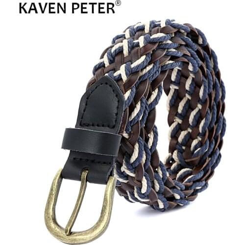 Casual Mixed Braided Belt Male Bonded Leather Golf Sport Belts Cotton Canvas Belt For Men High Quality 2.8 CM Width