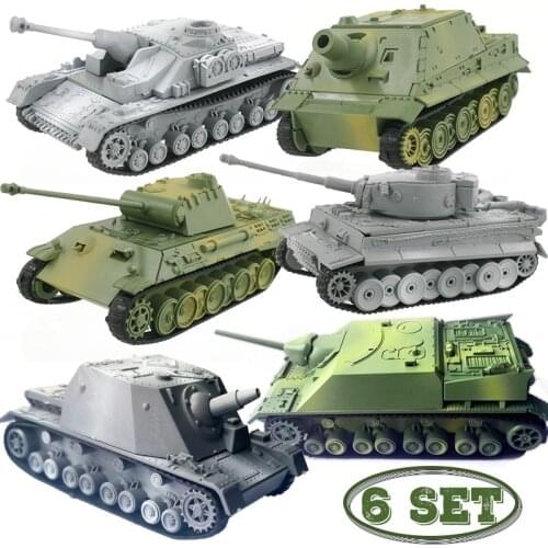 6set Different Tank Model Building Kits Military Assembly Educational Toys Decoration Material Panther Tiger Turmtiger Assault
