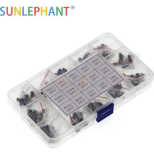 300pcs/lot 15Values TO-92 Transistor Assorted Kit S9012 S9013 S9014 S8050 S8550 2N3904 2N3906 BC327 BC337 Tl431 MPSA42 MPSA92