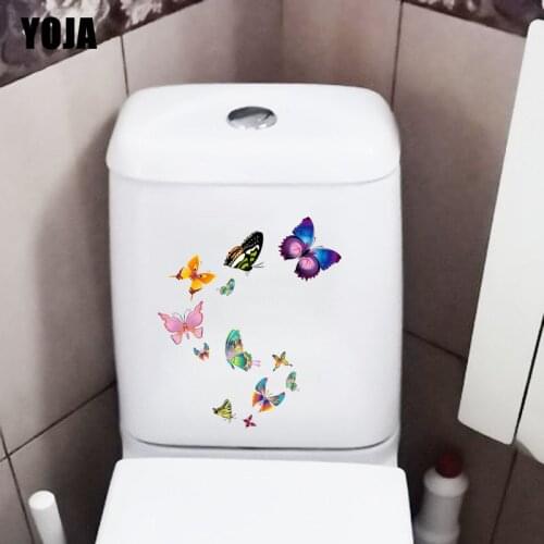 YOJA 19.7X22.6CM Colour Butterflies Toilet Decal Bedroom Home Decor Wall Sticker T3-1287