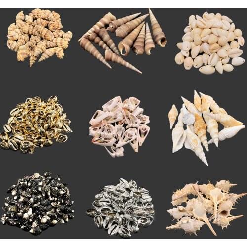 10PCs Natural Loose Sea Shell Pendant Conch Beads Seashells Cowrie Sea Shell Pendant Necklace Bracelet For Jewelry Making Crafts