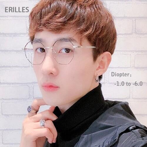 Students Myopia Glasses Men Anti Blue Light Reading Eyewear Spring Legs Comfortable Myopia Lens Nearsighted Glasses-1.0 To -6.0