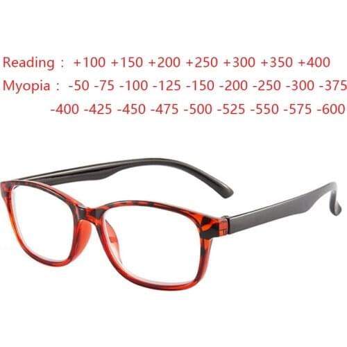 Oval Reading Eye Glasses +100 +150 +200 Women Men Myopia Eyeglasses -1.0 -1.5 -2.0 Transparent Black Pink Blue Oculos