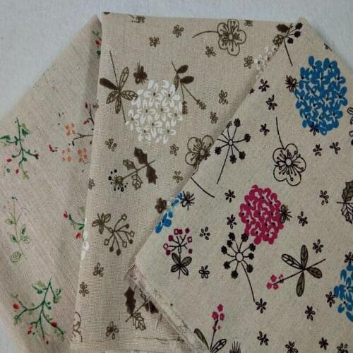 One Yard Vintage Patchwork Dandelion & Chrysanthemum Painting Cotton Linen Fabric Textiles Curtain Decoration Patchwork