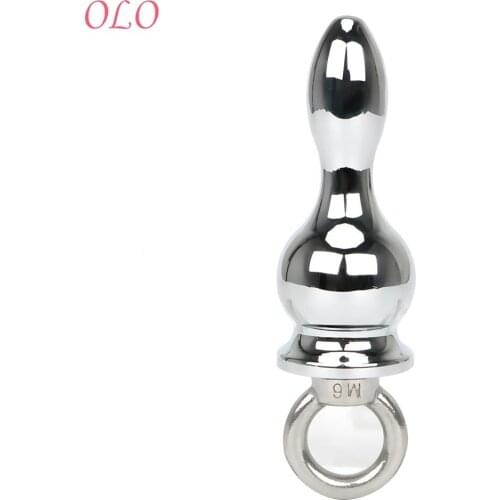 OLO Erotic Toys Anal Bead Sex Toys for Men Women Anal Plug Stainless Steel Anal Sex Toys Ring Handheld Butt Plug