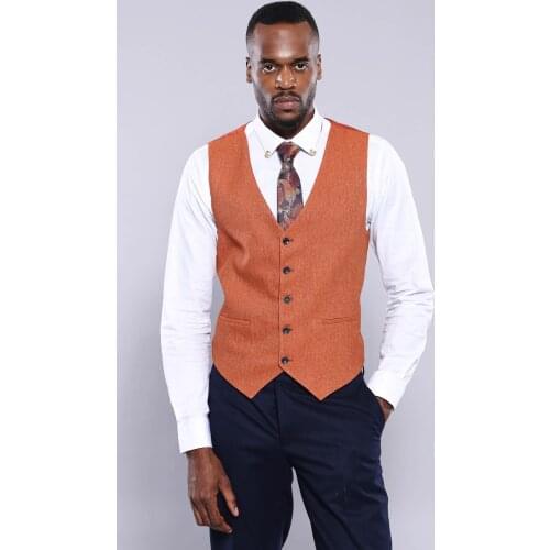 Orange Plain Vest Wessi