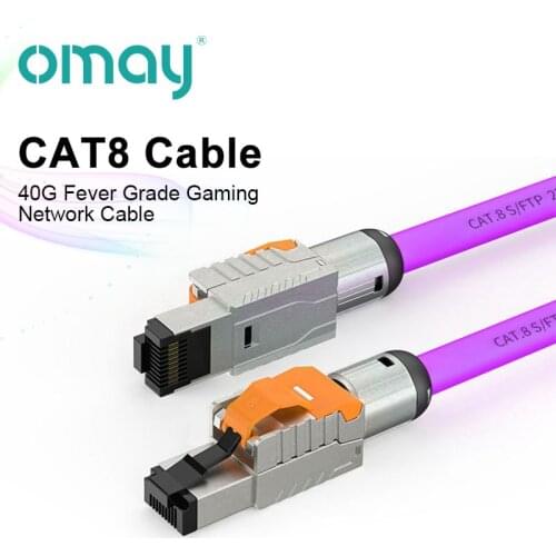 Cat8 Ethernet Patch Cable High Speed S/FTP 22AWG Screened Solid LAN Network Cable 40Gbps 2000Mhz (2Ghz) for Router/GamingOMAY