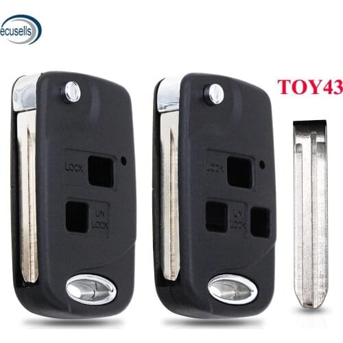 SALE ! Replacement 2/3 Button Flip Key Fob Case Folding Remote Shell for Toyota Celica Avensis RAV4 Prado Camry TOY43