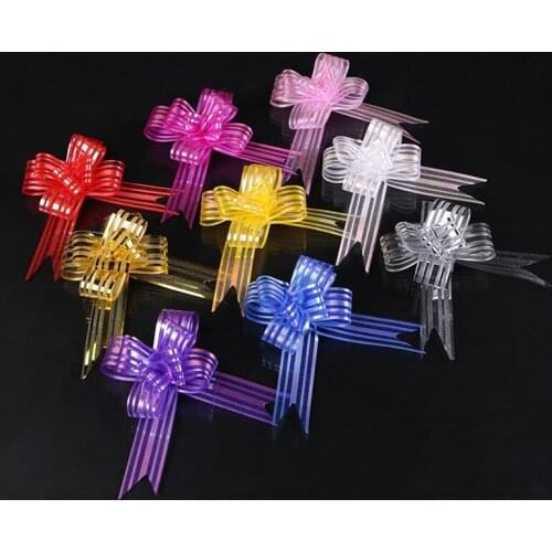 Middle 3cm chiffon bowknot Pull Bows Ribbons Flowers Gift Wrapping Pullbows for Birthday Wedding Party Decoration Decor Craft