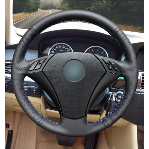 Hand-stitched Diy Black PU Artificial Leather Car Steering Wheel Cover for BMW 530 523 523li 525 520li 535 545i E60 Accessories