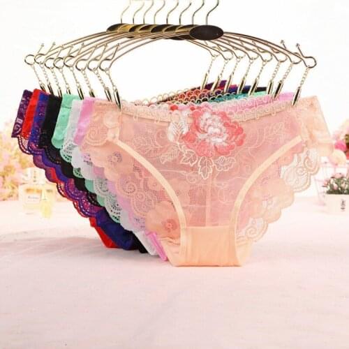 Sexy Embroidered Lace Briefs Women Seamless Underwear Panties Ladies Low Waist Lingeries