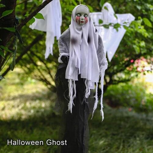 Ghost Scary Decorative Halloween Hanging Skull Ghost Haunted House Decoration Horror Props Halloween Party Pendant Home Door