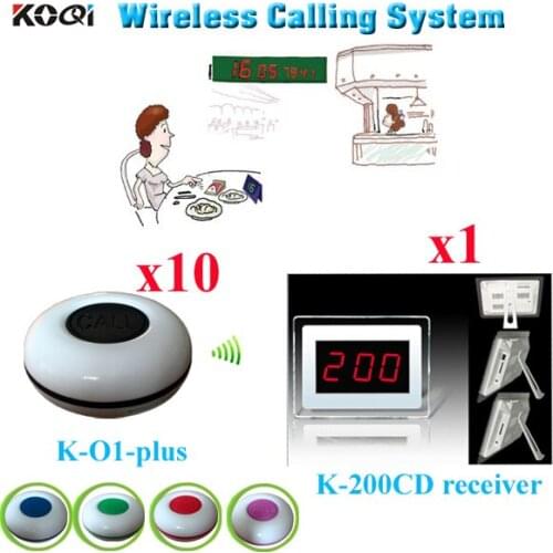 Service Waiter Calling Bell Wireless Paging System For Restaurants(1 display+10 waterproof call button)