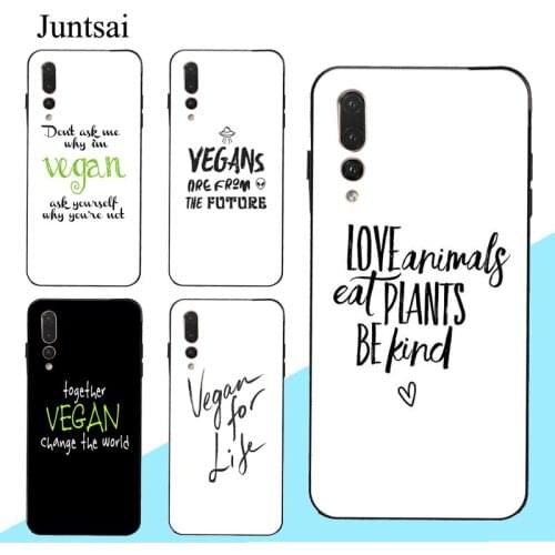 Vegetarian VEGAN Quotes Case For Huawei P20 P30 P40 Pro P10 Lite Mate 10 20 30 Lite P Smart 2019 Z