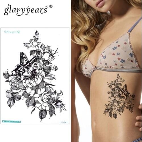 Glaryyears 15*21cm Temporary Tattoo Sticker Fake Tatoo Butterfly Flash Tatto Waterproof Small Body Art Men Women LC-741