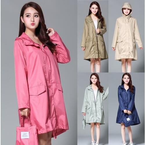 Japanese Women Adult Raincoat Hooded Lightweight Travel Raincoat Waterproof Stylish Regenpak Dames Long Women Rain Gear MM60YY