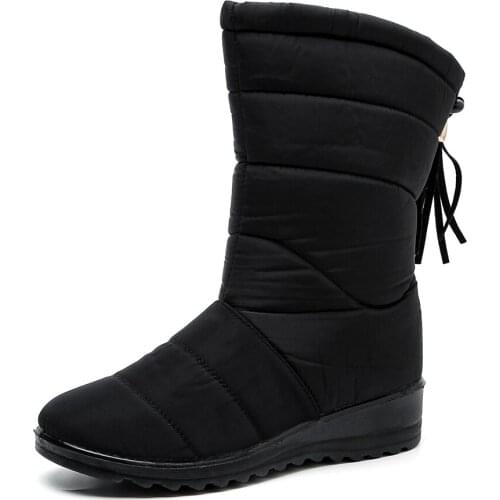Womens Snow Boots High Tube Tassels Warm Large Waterproof Cloth Casual Non-slip Wear-resistant Comfortable Winter